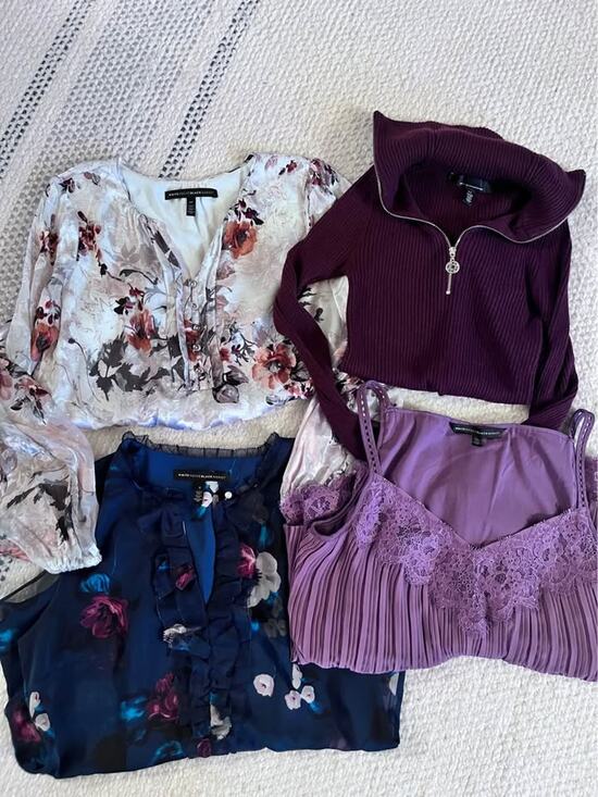 White House Black Market Tops - White House Black Market Tops Blouses Dark Floral Ruffles Polo XS 4 6 Office